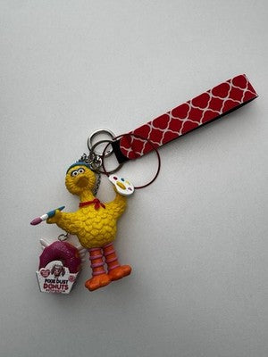 Sesame Street Big Bird Plus Donuts Figure Toy - A Unique Keychain & Bag Charm