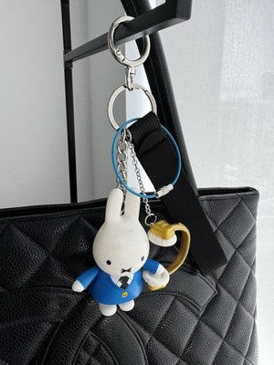 New Miffy White Blue Skirt Rabbit & Headphones - Unique KeyChain & Bag Charm