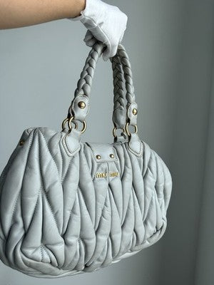 Auth Miu Miu Shoulder Bag Matelasse Gather Handbag 2WAY Shoulder Bag
