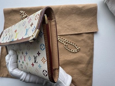 Authentic Louis Vuitton Murakami Multicolor Long Wallet With Unbranded Chain