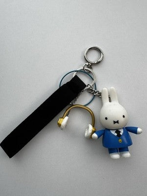 New Miffy White Blue Skirt Rabbit & Headphones - Unique KeyChain & Bag Charm