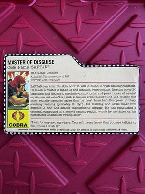 VINTAGE GI JOE COBRA ZARTAN V1 1984 HASBRO ARAH. LOOSE. CARD, BP, Face, Shield.