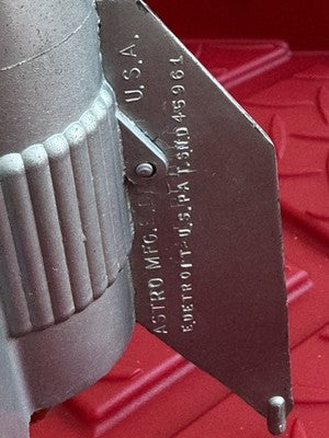 ASTRO ROCKET MECHANICAL BANK 1957 BERZAC CREATION VINTAGE METAL - NO KEY.