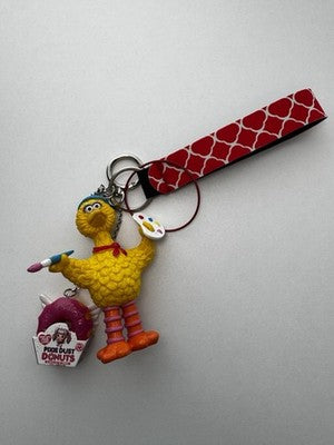 Sesame Street Big Bird Plus Donuts Figure Toy - A Unique Keychain & Bag Charm