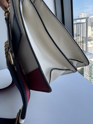 Gucci - Dionysus - White/Blue/Red Striped Leather Top Handle Bag
