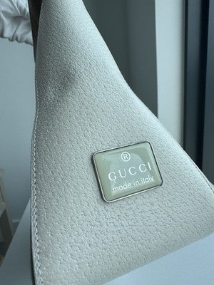 GUCCI Canvas Leather Shoulder Bag Beige Brown Hobo Style Authentic
