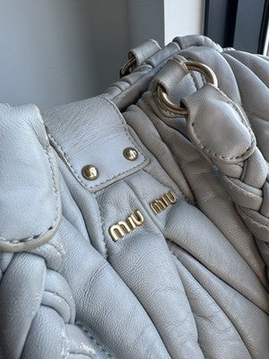 Auth Miu Miu Shoulder Bag Matelasse Gather Handbag 2WAY Shoulder Bag