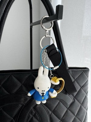 New Miffy White Blue Skirt Rabbit & Headphones - Unique KeyChain & Bag Charm