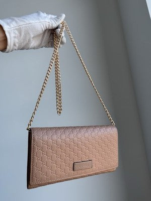 GUCCI Shoulder Wallet Folded Long Wallet Crossbody 3WAY Micro Guccisima Full Set