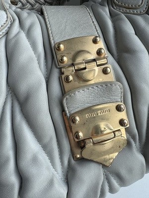 Auth Miu Miu Shoulder Bag Matelasse Gather Handbag 2WAY Shoulder Bag