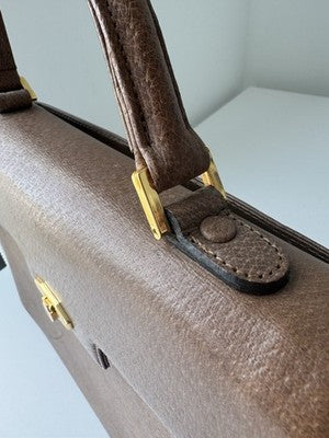 Valentino Garavani Bag Tan Brown Leather Satchel Top Handle Camel Logo Vintage