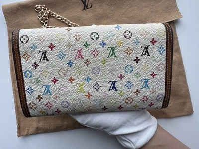 Authentic Louis Vuitton Murakami Multicolor Long Wallet With Unbranded Chain