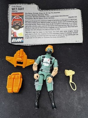 Wet Suit V1 Vintage GI Joe 3.75" Action Figure 100% Complete 1986. Sold As Is.