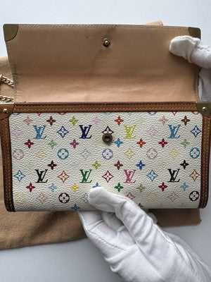 Authentic Louis Vuitton Murakami Multicolor Long Wallet With Unbranded Chain