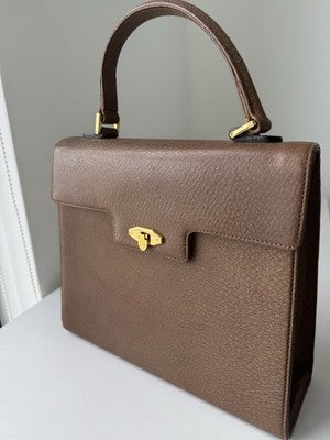 Valentino Garavani Bag Tan Brown Leather Satchel Top Handle Camel Logo Vintage