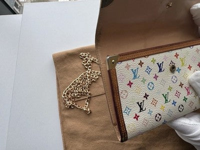 Authentic Louis Vuitton Murakami Multicolor Long Wallet With Unbranded Chain
