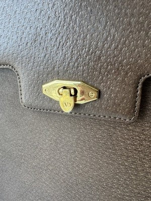 Valentino Garavani Bag Tan Brown Leather Satchel Top Handle Camel Logo Vintage