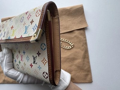Authentic Louis Vuitton Murakami Multicolor Long Wallet With Unbranded Chain