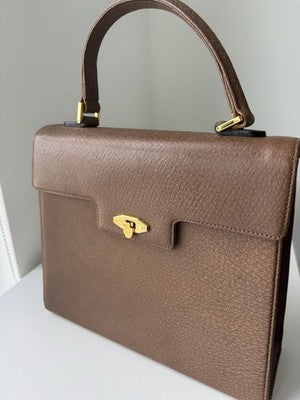 Valentino Garavani Bag Tan Brown Leather Satchel Top Handle Camel Logo Vintage