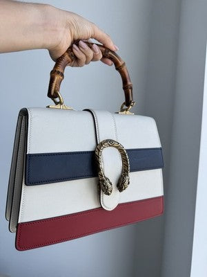 Gucci - Dionysus - White/Blue/Red Striped Leather Top Handle Bag