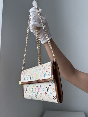 Authentic Louis Vuitton Murakami Multicolor Long Wallet With Unbranded Chain