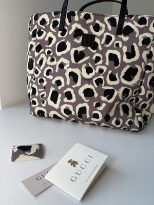 Auth GUCCI leopard Hand Bag Tote Bag