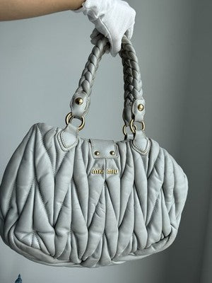Auth Miu Miu Shoulder Bag Matelasse Gather Handbag 2WAY Shoulder Bag