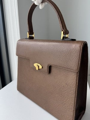 Valentino Garavani Bag Tan Brown Leather Satchel Top Handle Camel Logo Vintage