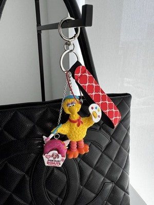 Sesame Street Big Bird Plus Donuts Figure Toy - A Unique Keychain & Bag Charm