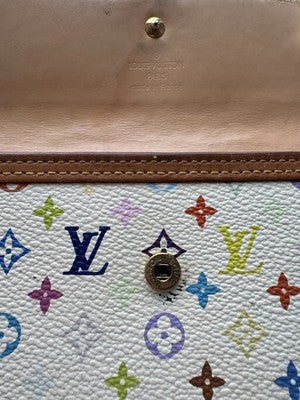 Authentic Louis Vuitton Murakami Multicolor Long Wallet With Unbranded Chain