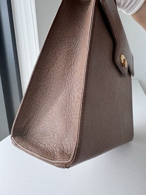 Valentino Garavani Bag Tan Brown Leather Satchel Top Handle Camel Logo Vintage