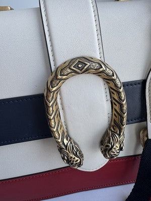 Gucci - Dionysus - White/Blue/Red Striped Leather Top Handle Bag